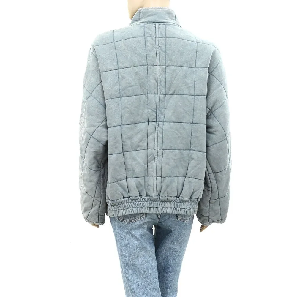 Free People Dolman Quilted Knit Jacket Top Oversized Zip-up Slouchy XS 284038 - Picture 7 of 10